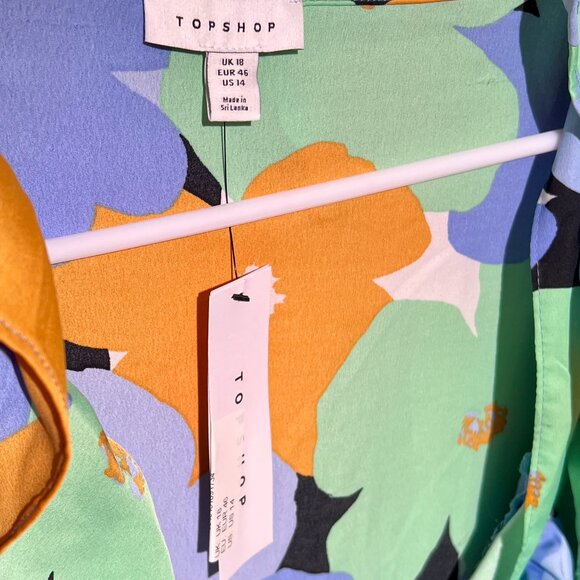 NWT TOPSHOP ASOS Retro Floral Wrap Dress Sz 14 - Picture 4 of 6